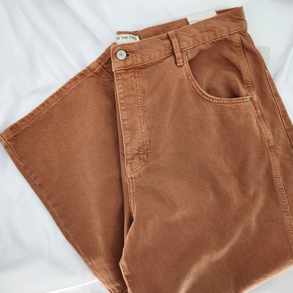 Free People Denim - We The Free NWT Good Luck Barrel Jeans Size 33 Ginger Root Earthy Boho Hippie